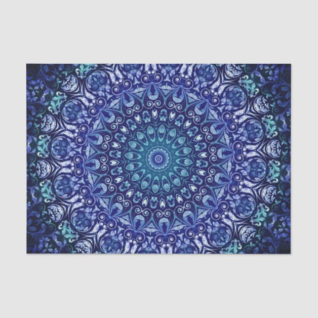 Vintag Royal Blue Floral Seidenpapier (Vorderseite)