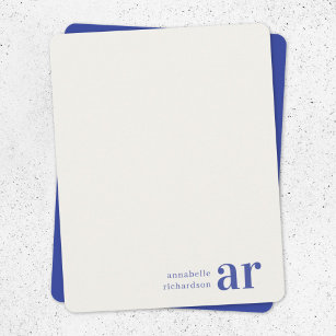 Vintag Royal Blue Timeless Monogram Mitteilungskarte