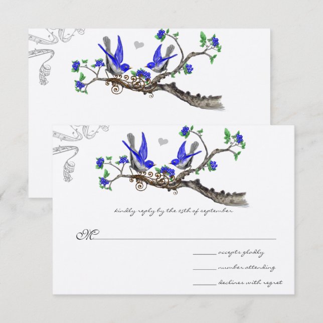 Vintag Royal Blue und Gray Wedding Einladungen (Vorne/Hinten)