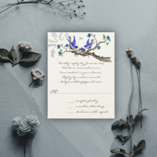 Vintag Royal Blue und Gray WeddingRSVP RSVP Karte