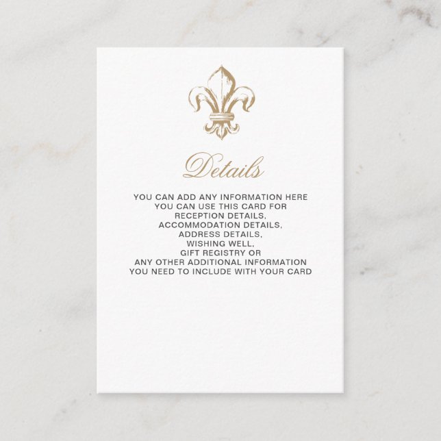 Vintag Royal Gold French Lilie Wedding Begleitkarte (Vorderseite)