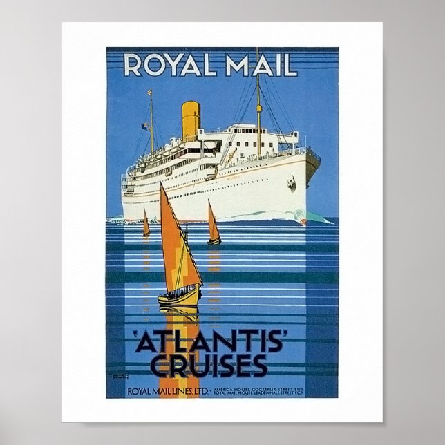 Vintag Royal Mail:Atlantis Cruises" Poster (Vorne)