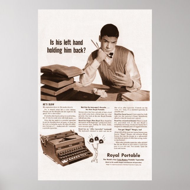 Vintag Royal Portable Schreibmaschine Ad von 1949 Poster (Vorne)