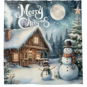 Vintag/rustikal/Schneemann/Weihnachten Duschvorhang
