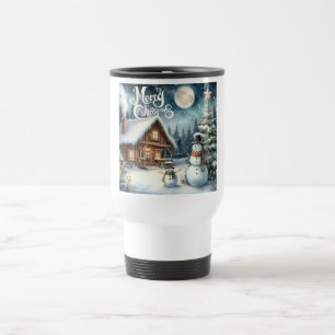 Vintag/rustikal/Schneemann/Weihnachten Reisebecher