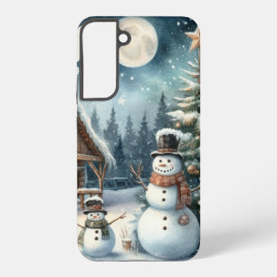 Vintag/rustikal/Schneemann/Weihnachten Samsung Galaxy Hülle