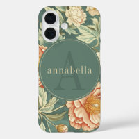 Vintag Sage Floral William Morris Monogram