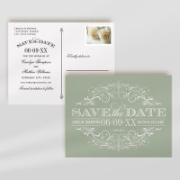 Vintag Sage Green Blüh Wedding Save the Date