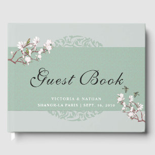 Vintag Sage Green Chinoiserie Gästebuch