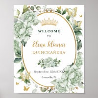 Vintag Sage Green Floral Butterfliegen Quinceañera
