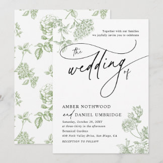 Vintag Sage Green Modern Calligraphy Wedding Einladung