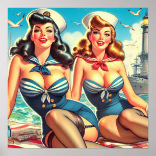 Vintag Sailor Button Ups Poster