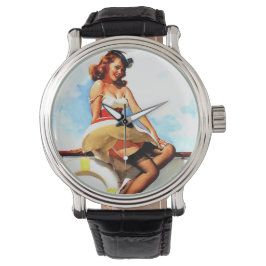 Vintag Sailor Nautical Button Up Girl Armbanduhr