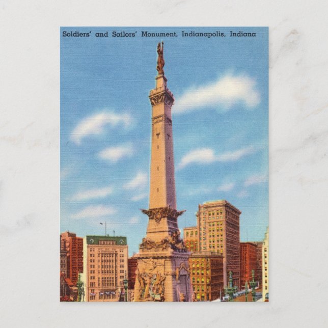 Vintag, Sailors Monument, Indianapolis, Indiana Postkarte (Vorderseite)