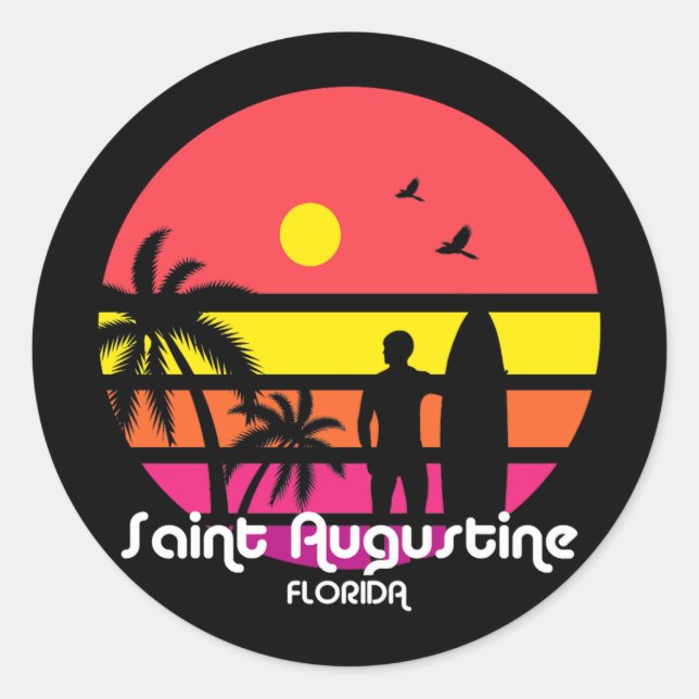 Vintag Saint Augustine Florida Runder Aufkleber (Vorderseite)