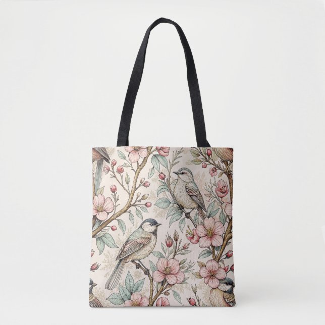 Vintag Sakura Cherry Blossom & Bird Ästhetik 2 Tasche (Vorderseite)