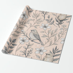 Vintag Sakura Cherry Blossom & Bird Ästhetik 3 Geschenkpapier