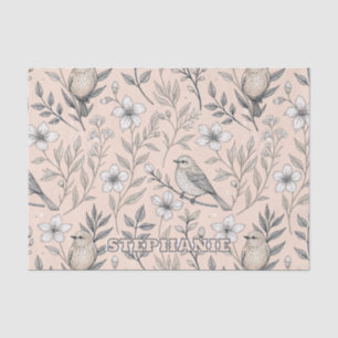 Vintag Sakura Cherry Blossom & Bird Ästhetik 3 Seidenpapier
