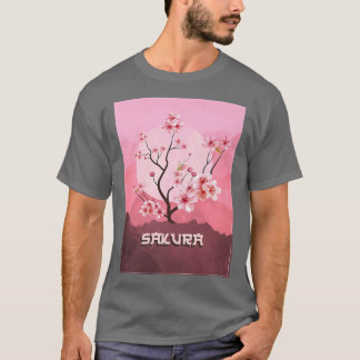 Vintag Sakura Cherry Blossom Moon Japanese Graphi T-Shirt