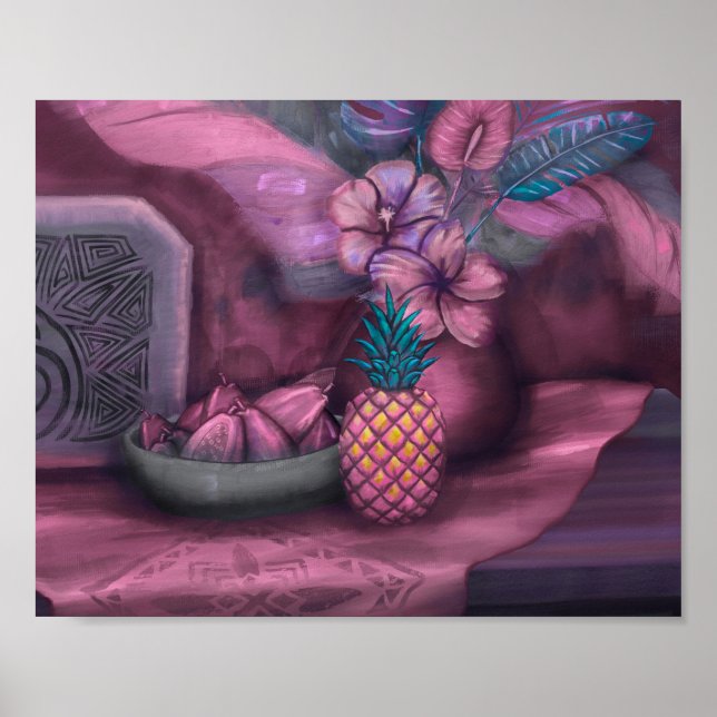 Vintag Samoan - Hawaiianisches Stillleben Kunst un Poster (Vorne)