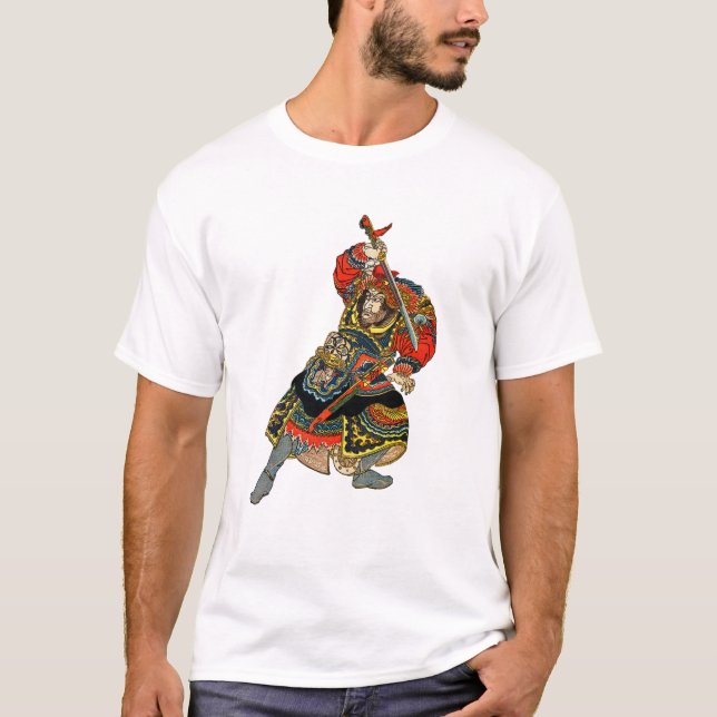 Vintag Samurai Warrior Asian Art T-Shirt (Vorderseite)