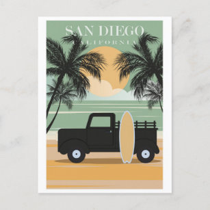 Vintag San Diego California Beach Travel Postkarte