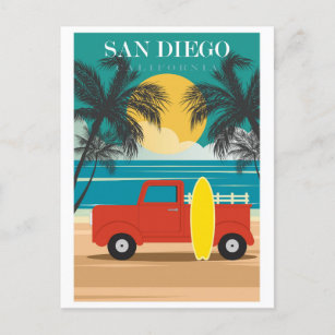 Vintag San Diego California Beach Travel Postkarte