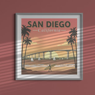 Vintag San Diego Kalifornien Poster