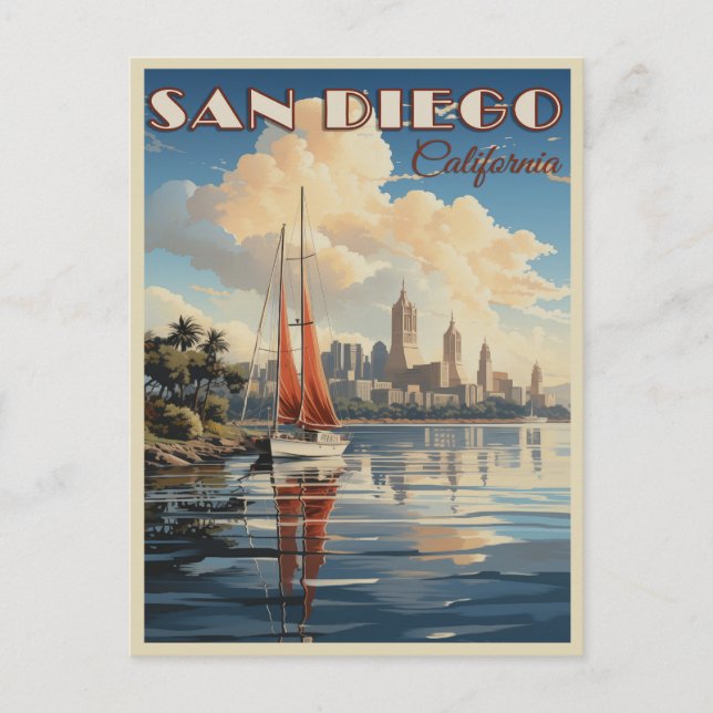 Vintag San Diego, Kalifornien Postkarte (Vorderseite)