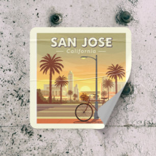 Vintag San Jose California Quadratischer Aufkleber