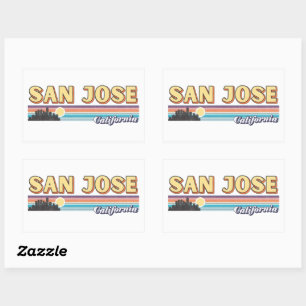 Vintag San José California Retro Sunset Strip Rechteckiger Aufkleber