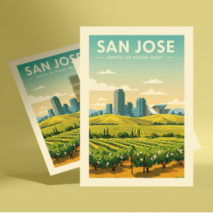 Vintag San Jose Postkarte