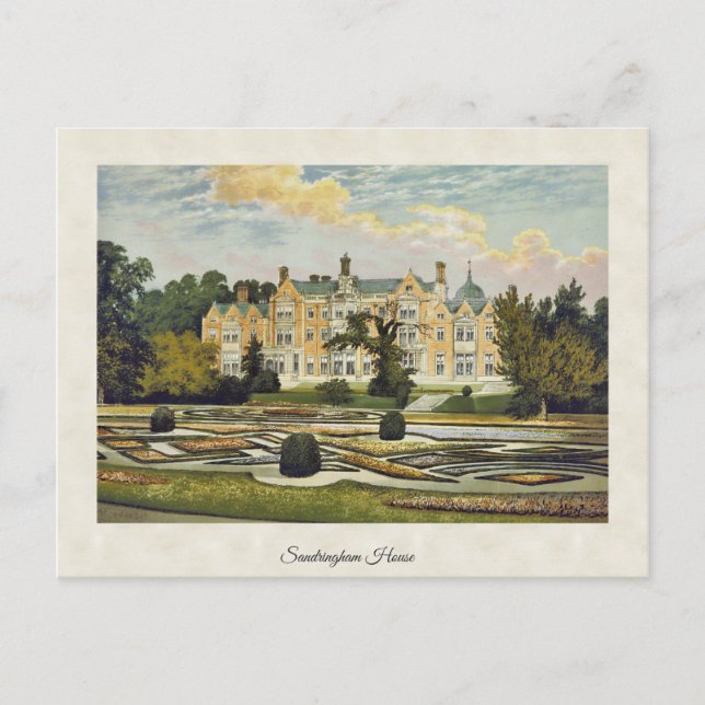 Vintag Sandringham House Norfolk England Postkarte (Vorderseite)