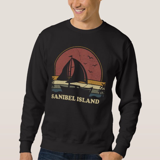 Vintag Sanibel Island Segelboot Sa Sweatshirt (Vorderseite)