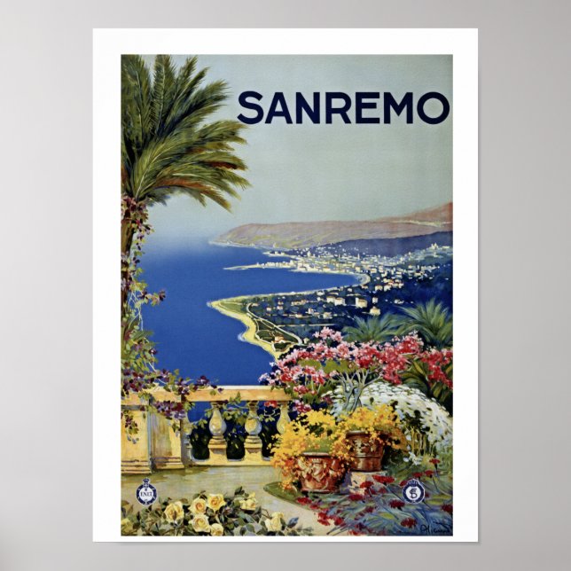 Vintag Sanremo - Italienische Reiseanzeige Poster (Vorne)