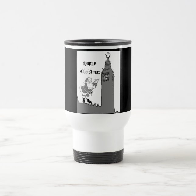 Vintag Santa Big Ben London Weihnachtsreise Mug Reisebecher (Mittel)