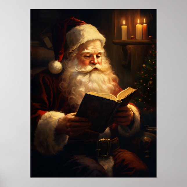 Vintag Santa Claus Reading Poster (Vorne)