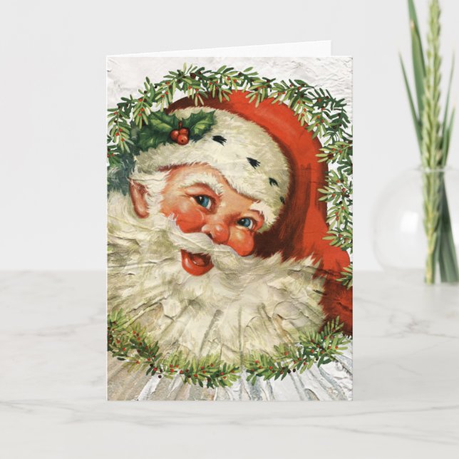 Vintag Santa Grunge Feiertagskarte (Vorderseite)