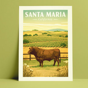 Vintag Santa Maria California Postkarte