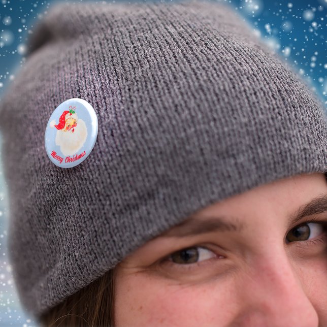 Vintag Santa Merry Christmas Candy Cane Button (Von Creator hochgeladen)