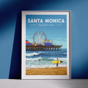 Vintag Santa Monica Kalifornien Poster