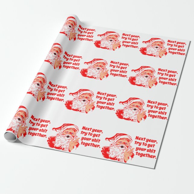 Vintag Santa, nächstes Jahr Geschenkpapier (Ungerollt)