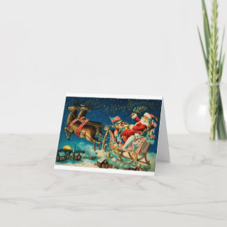 Vintag Santa on Sleigh Feiertagskarte