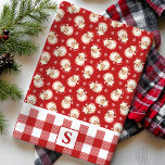 Vintag Santa Red Gingham Mit Monogramm Geschirrtuch<br><div class="desc">Feiern Sie Ihren Urlaub mit diesem charmanten, Vintag inspirierten Küchentuch, das mit einem klassischen Santa Claus-Design und einer festlichen Rot-Gingham-Grenze besticht. Personalisiert mit Ihrem Monogramm fügt dieses Handtuch einer Ferienküche eine nostalgische Touch hinzu. Dieses Handtuch ist perfekt zum Backen, Kochen oder als einzigartiges Urlaubsgeschenk geeignet und bringt Wärme und saisonalen...</div>