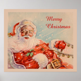 Vintag Santas Sleigh Ride Canvas Poster
