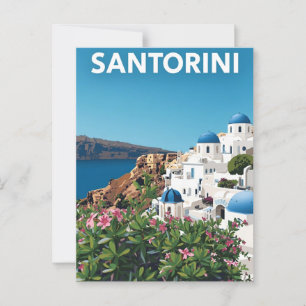 Vintag Santorini Griechenland Reiseplakat Postkarte