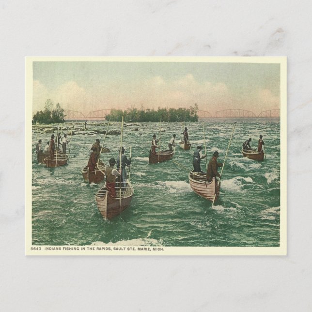 Vintag Sault Ste Marie Postkarte (Vorderseite)