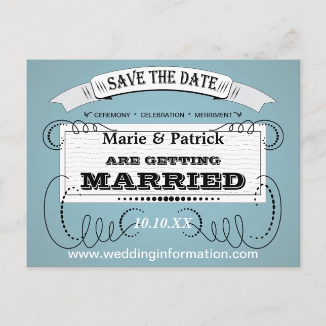 Vintag Save the Date Ankündigungspostkarte (Vorderseite)