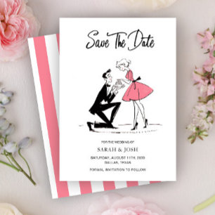 Vintag Save the Date Moderne rosa Handzeichnung Einladung