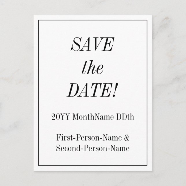 Vintag "Save the Date!" Postkarte (Vorderseite)